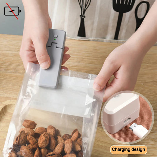 2 IN 1 USB Chargable Mini Bag Sealer Heat Sealers With Cutter Knife Rechargeable Portable Sealer For Plastic Bag Food Storage
