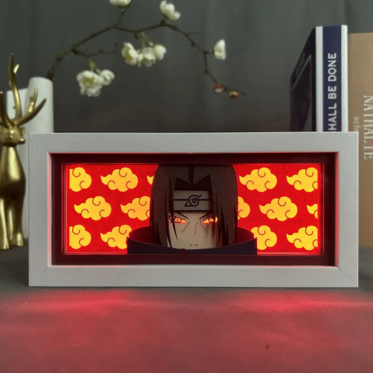 Uchiha Itachi Paper Carving 3D Anime Lamp LED Light Box Naruto Sasuke Kakashi Action Figure Room Decoration Lamp Brithday Gift