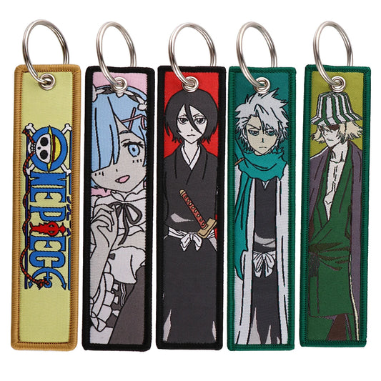 Anime Key Chain for Men Gifts and Cars Key Tag Jet Tag Embroidery Key Fashion Decoration Toy Gift Accessories